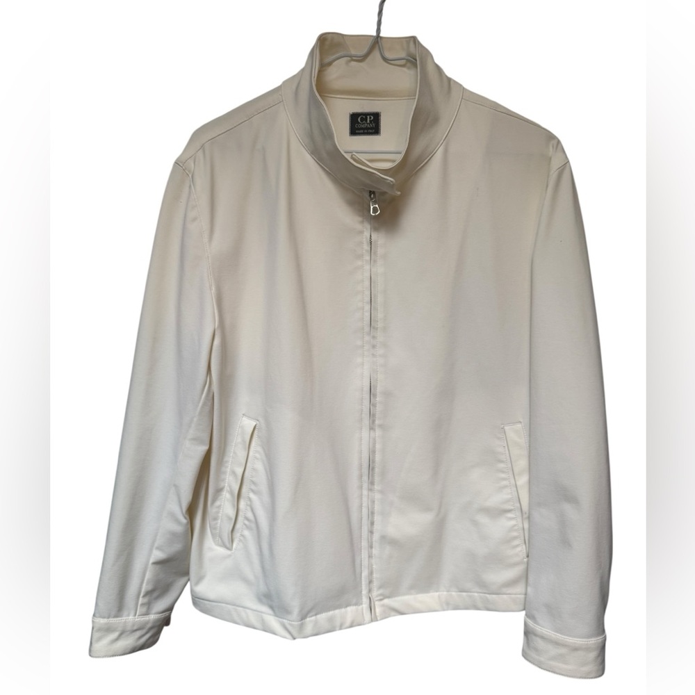 C.P. Company Cream Zip-Up Stand Collar Jacket